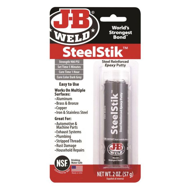 JB Weld SteelStik Epoxy Putty 2oz Sets In 5 Minutes 8267