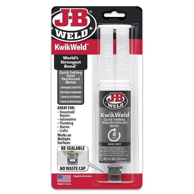 J-B Weld KwikWeld Adhesive Syringe 25ml 2 Part Sets In 6 Minutes 50176