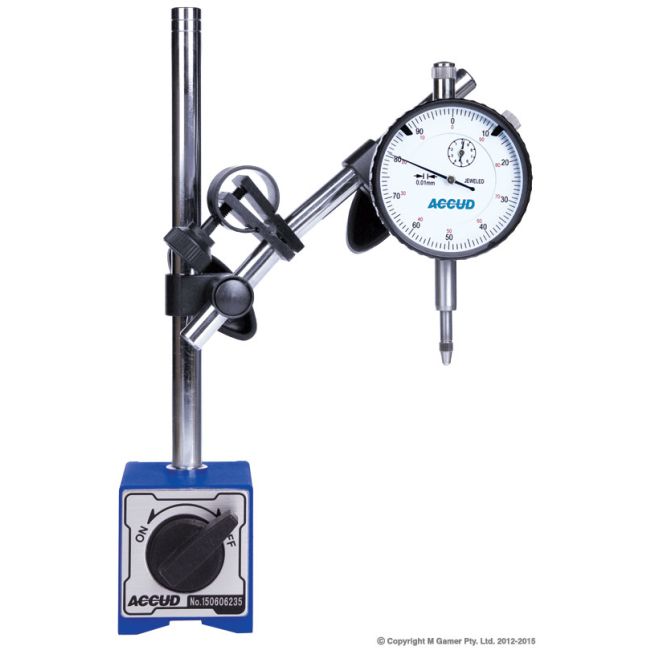 Accud 10mm Dial Indicator & Magnetic Stand with Fine Adjustment AC-280-000-02
