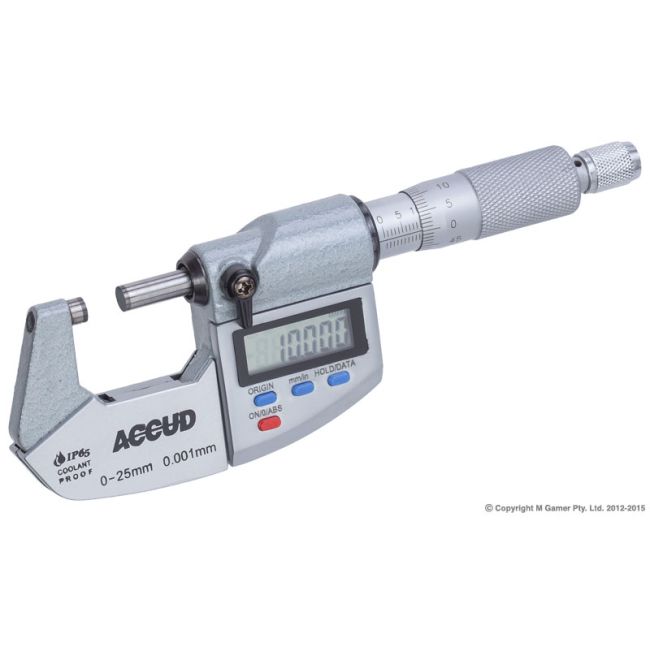 Accud 25mm Coolant Proof IP65 Digital Outside Micrometer AC-313-001-02