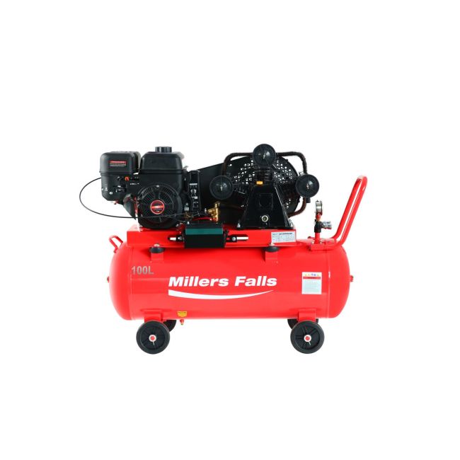 Millers Falls Belt Drive Air Compressor 7.5HP 3 Cylinder Petrol 100L ACB75100P