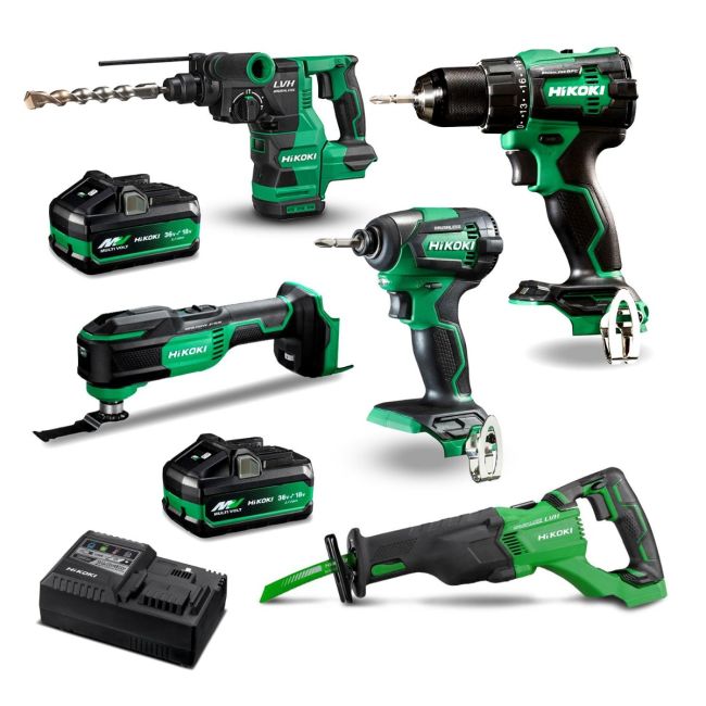 HiKOKI 18V Li-ion Cordless 5 Piece Combo Kit AU48000051