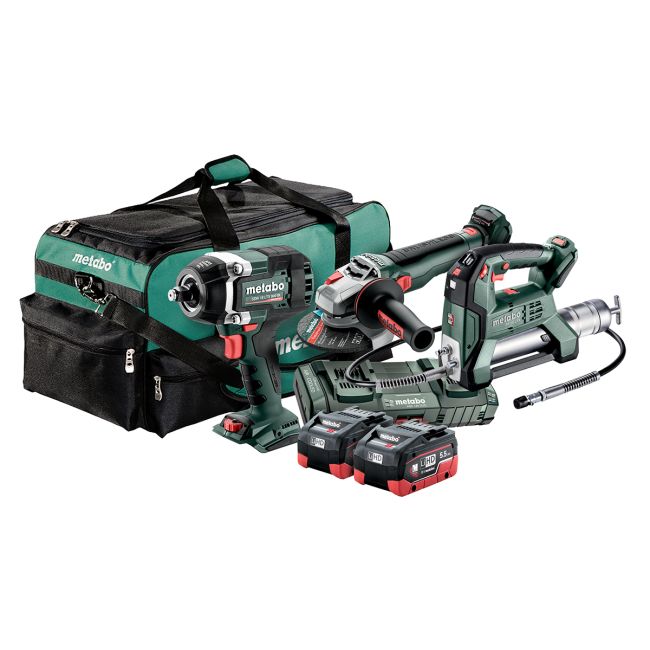 Metabo Cordless Impact Wrench Grease Gun Grinder Kit 18v 5.5Ah Li-Ion AU68307650