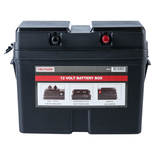 VoltFlow Portable Battery Box W/USB & Anderson-style Plug Sockets BBVF