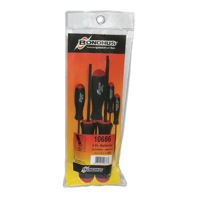 Bondhus 6 PC Ball End Screwdrivers MM BD10686
