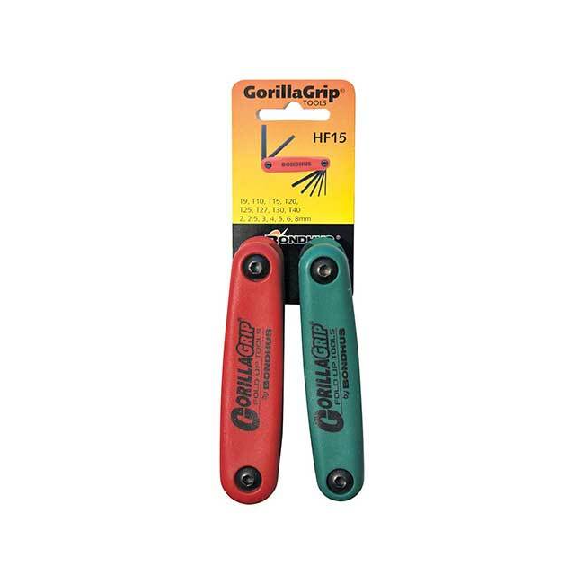 Bondhus 15 PC Hex Gorillagrip Fold Up 2 Pk BD12544