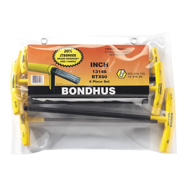 Bondhus 6 PC Ball End T-Handle 5/32-3/8" Pouch BD13146