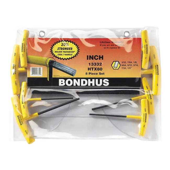 Bondhus 8 PC Hex T-Handle Grad 3/32-1/4" Pouch BD13332