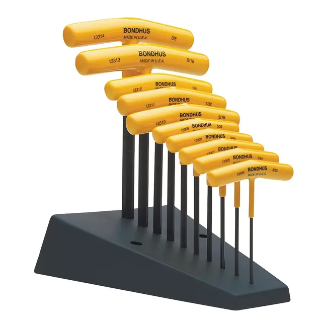 Bondhus 10 PC Hex T-Handle Grad 3/32-3/8" W/Stand BD13390