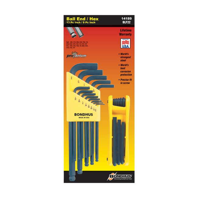 Bondhus 22  PC Ball L-WR Hex In Foldup BD14189