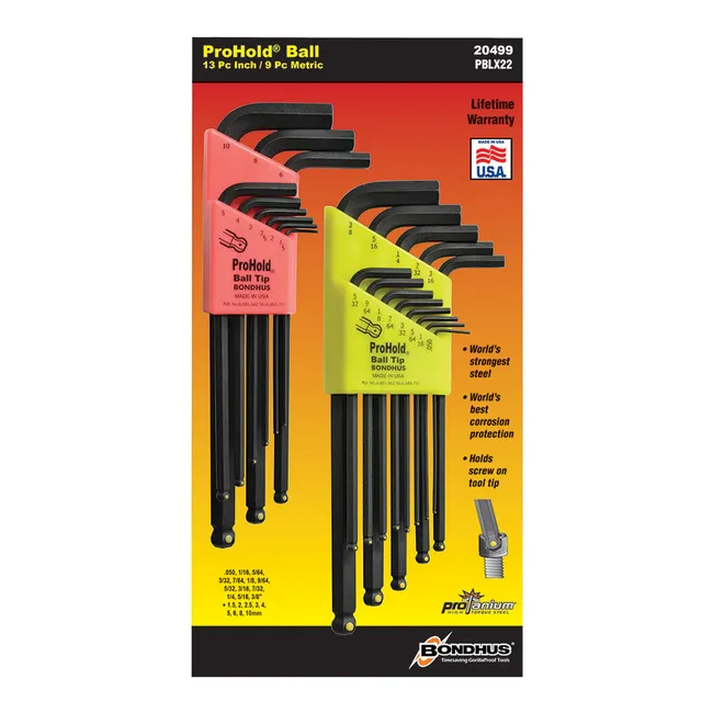 Bondhus 22 PC Pro-Hold Ball End L-WR In/MM BD20499