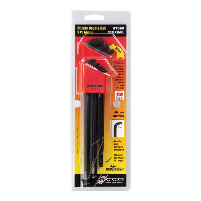 Bondhus 9 PC Stub Double Ball MM L-WR XL BD67099