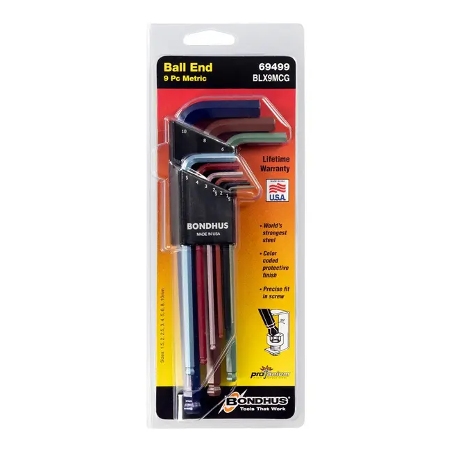 Bondhus 9 PC Ball End L-WR 1.5-10MM BD69499