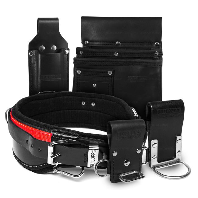 BuildPro BCPS46 Builders Carpenters Plasterers Set 46" 5 Piece Leather Heavy Duty Stitching BCPS46