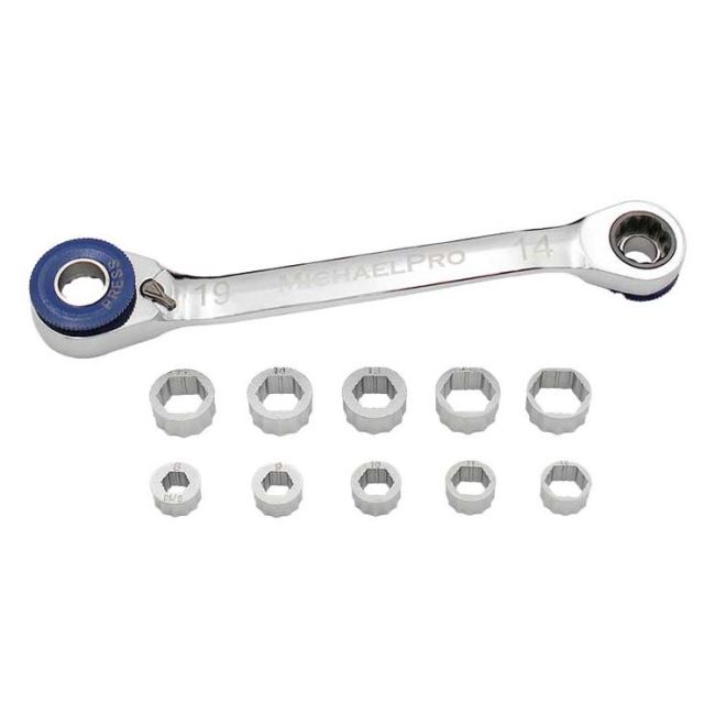 Michael Pro 11-in-1 Ratcheting Wrench with Interchangeable Gear Rings MP001204