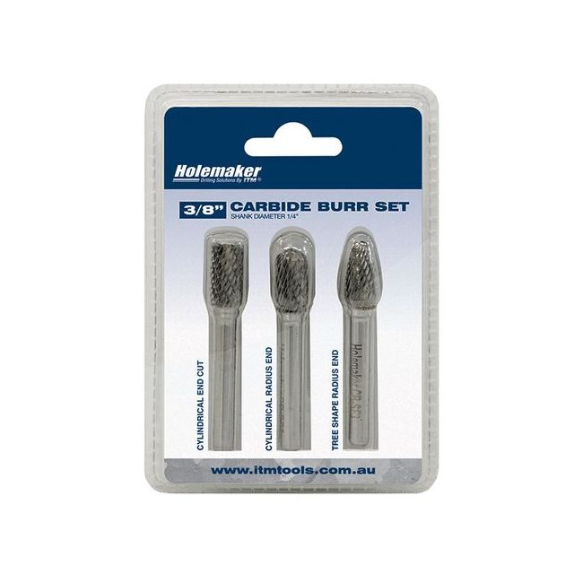 Holemaker Carbide Burr Set Blister Pack 3Pce Sb3 Sc3 Sf3 CB-SET-03