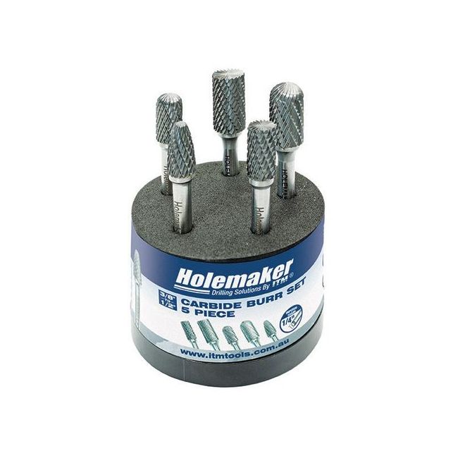 Holemaker Carbide Burr Set 1/4" Shank 5 Piece CB-SET-05