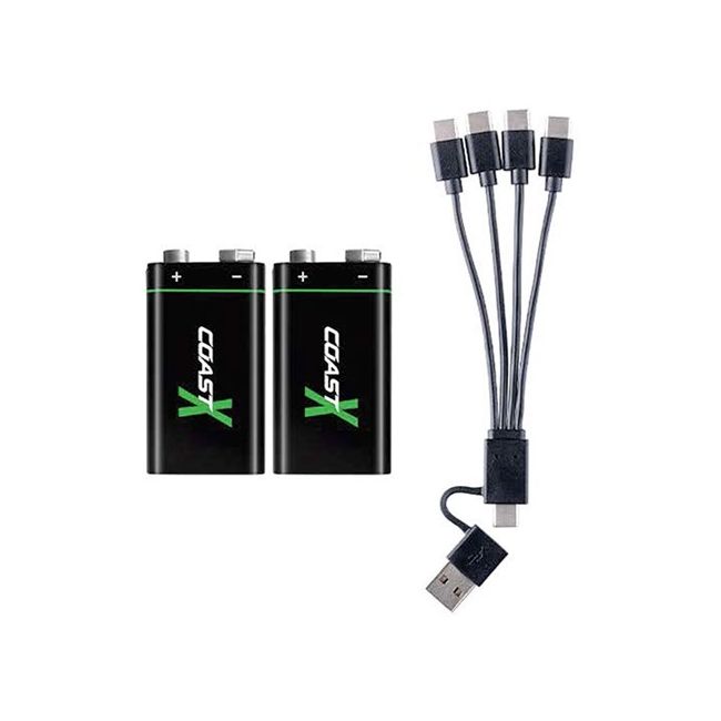 Coast 9V ZITHION-X Rechargeable Battery USB-C 2-Pack COAZX9V