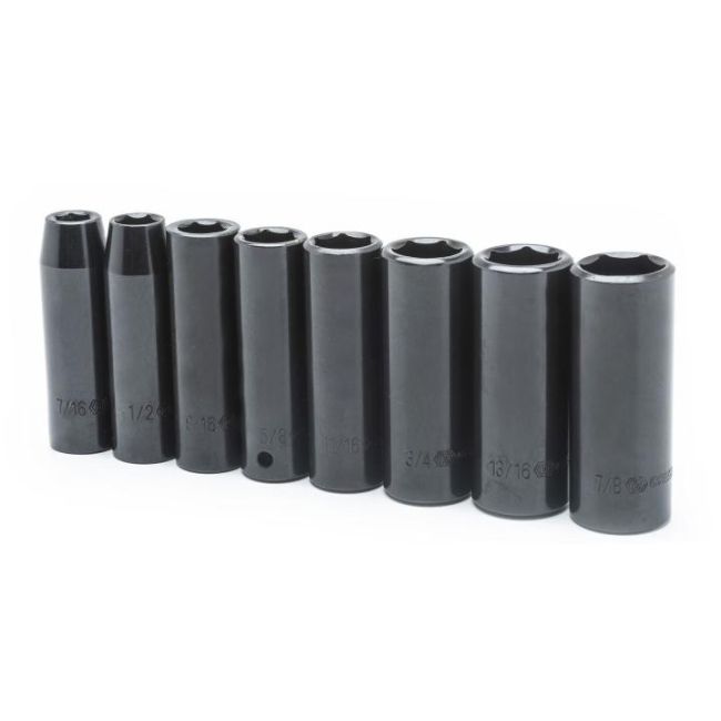 Crescent 8 Pc. 1/2" Drive 6 Point Deep Impact SAE Socket Set CIMS2N