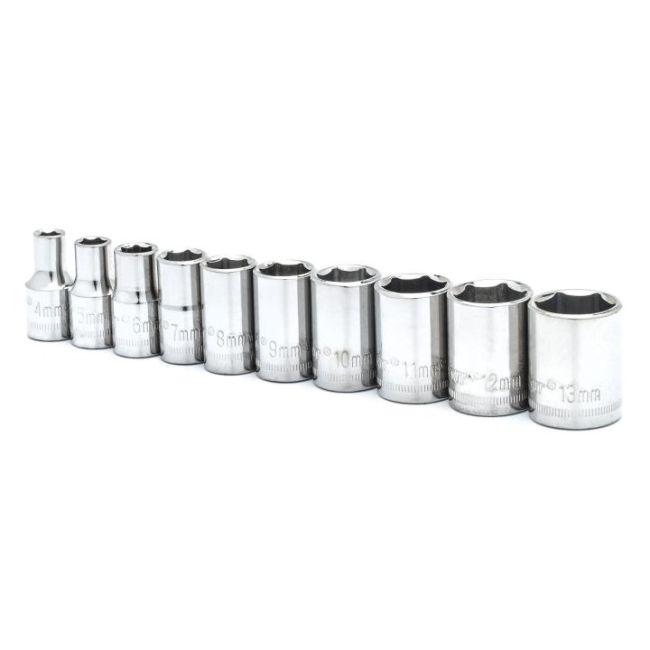 Crescent CSAS9N Socket Set 10 Piece 1/4” Drive 6 Point Standard Metric CSAS9N