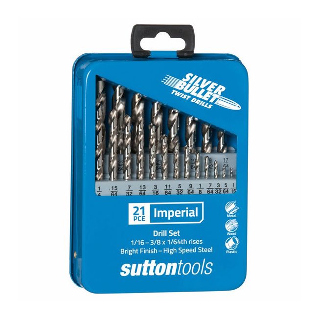 Sutton 21 Piece Jobber Imperial S2 Silver Bullet HSS Drill Set D101MTLS2