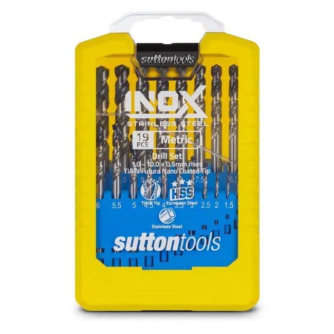 Sutton 1-10mm Metric HSS-TiAlN Jobber Drill Bit Set for Stainless Steel - INOX - 19 Piece D180SM2