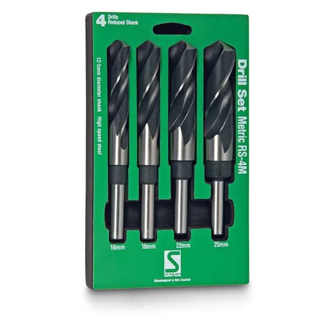 Sutton 16-25mm Metric HSS-Blue Reduced Shank Metal Drill Bit Set - 4 Piece D188RS4M