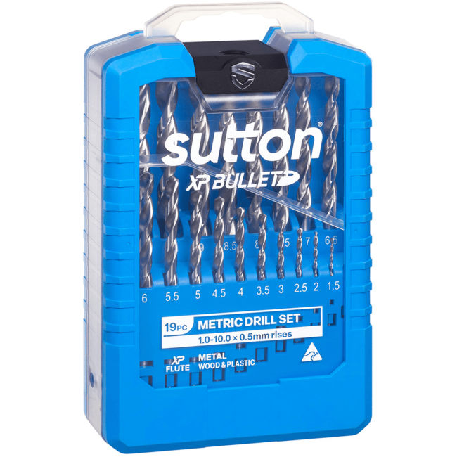 Sutton 1-10mm Hss Bright Xtreme Precision XP Bullet Drill Jobber Set - 19 Piece D220SM19