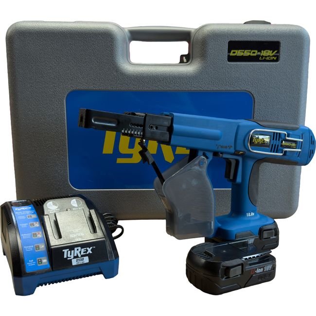 Tyrex 25-65MM 18V Li-Ion Cordless Auto-Feed Collated Plasterboard Screwgun Kit D550