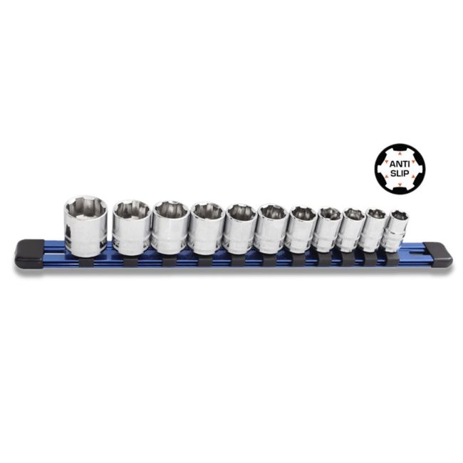 SP Tools 11PC 1/4" DR X-Treme Grip Metric Socket Rail Set SP33014 