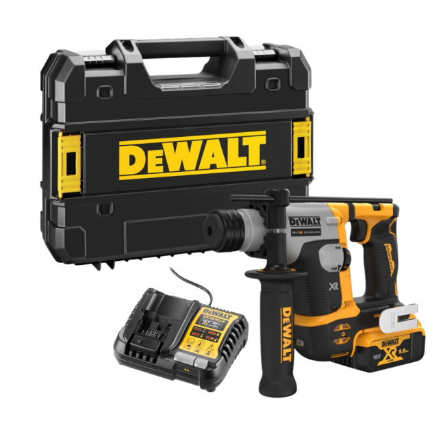 DeWALT 18V XR Brushless 16mm SDS-Plus Rotary Hammer Drill Kit (1 x 5.0Ah) DCH172P1-XE