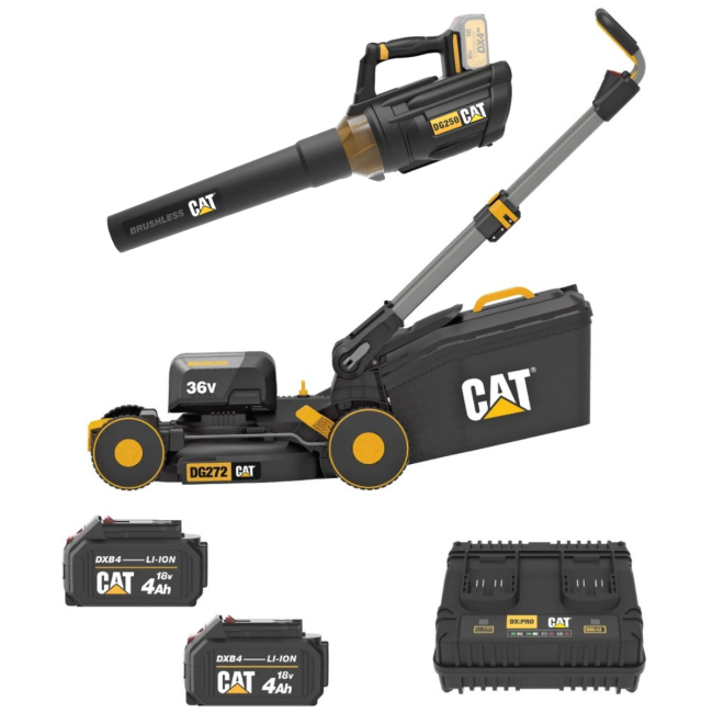 Cat 36V 4.0Ah Brushless 410mm Lawn Mower & 18V Jet Blower Combo Kit DGOPE1A
