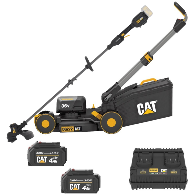 Cat 36V 4.0Ah Brushless 410mm Lawn Mower & 18V 330mm Line Trimmer Combo Kit DGOPE1B