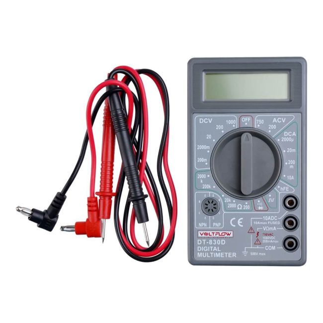 VoltFlow 6V-24V Digital Multimeter With Probe DT830D