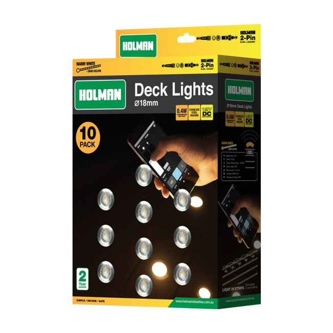 Holman Deck Light Kit 18mm Warm White (10 Pack) DLWW18K