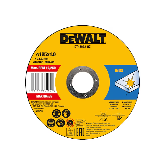 DeWALT 125 x 1 x 22.23MM Thin Fast Cut 10 Pack DT43972-QZ