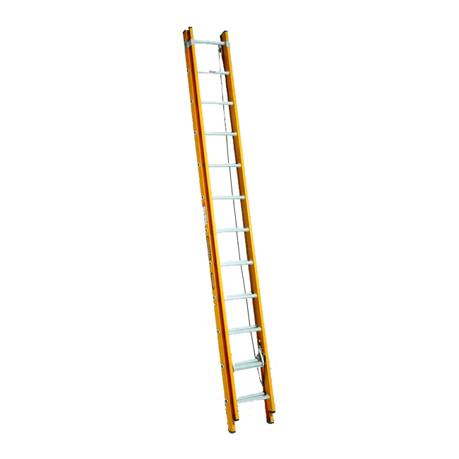 Gorilla Extension ladder with pole-mount 3.1-5.3m (10-17ft) Fibreglass 130kg Industrial FELP12/21-I