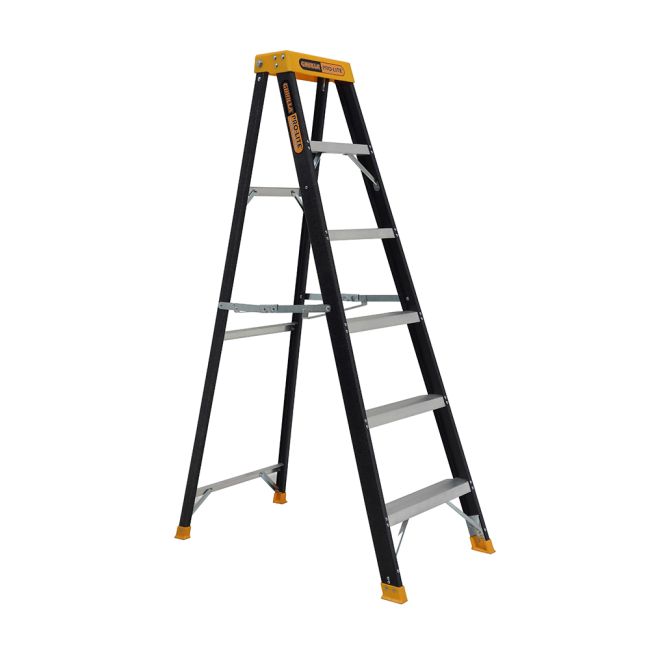 Gorilla Single sided A-frame ladder 6 Step (1.74m) Pro-Lite Fibreglass 150kg Industrial FM006-PRO