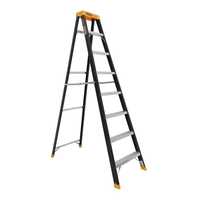 Gorilla Single sided A-frame ladder 8 Step (2.35m) Pro-Lite Fibreglass 150kg Industrial FM008-PRO