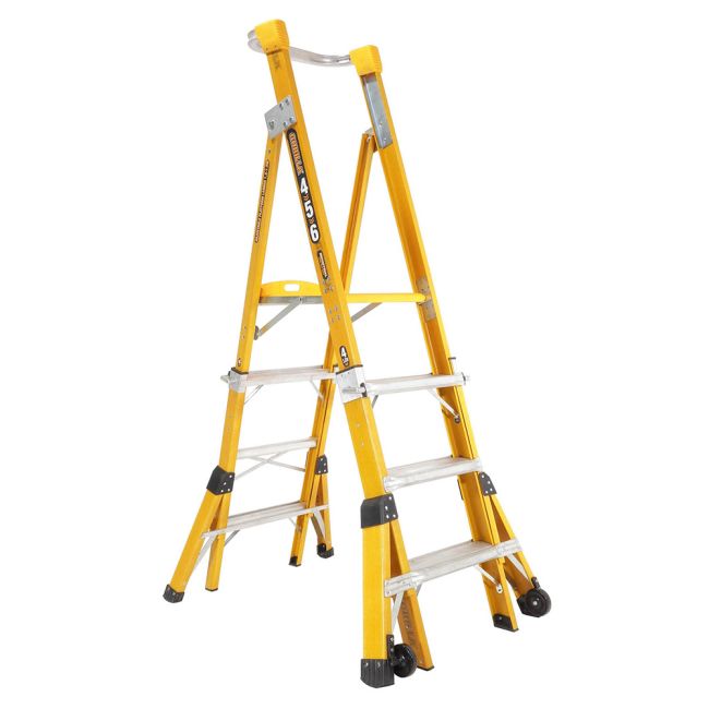 Gorilla 1.2-1.8M 150KG Fibreglass Industrial Adjustable Platform Ladder FPL0406-I
