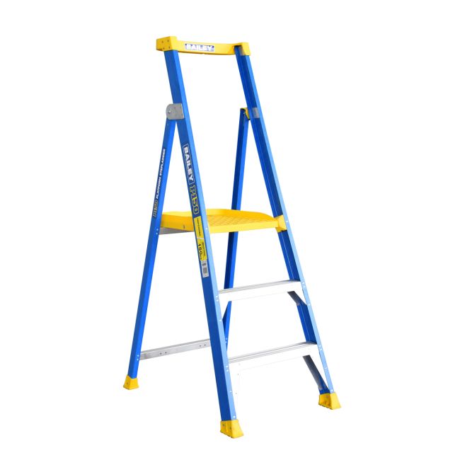 Bailey Fibreglass Platform Step Ladder  P150-3 150kg Ind Riveted - 0.9m FS13576