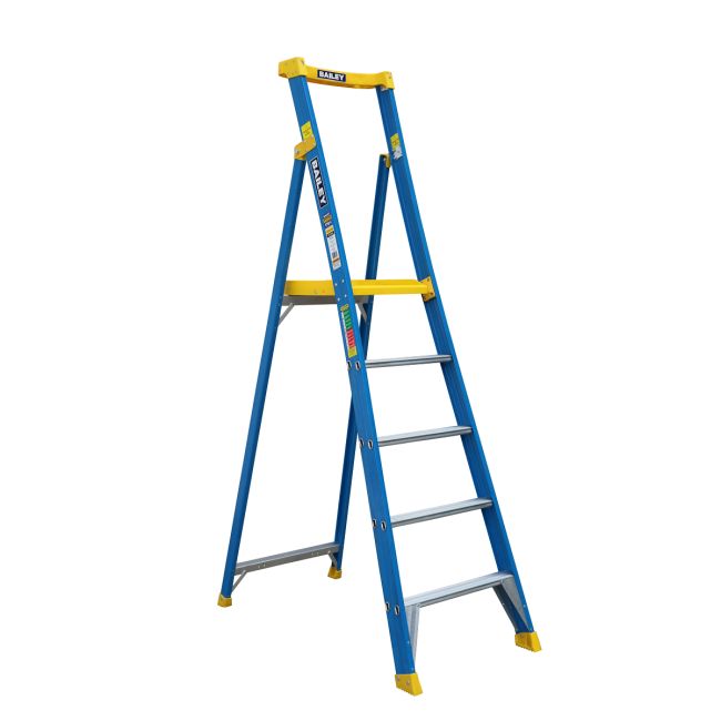 Bailey Pro Fibreglass Platform Step Ladder PFS5 170kg Ind Punchlock  - 1.5m FS13948