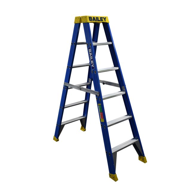 Bailey Pro Double Sided Ladder Fibreglass DS 6 150kg Ind Punchlock - 1.8m FS13980