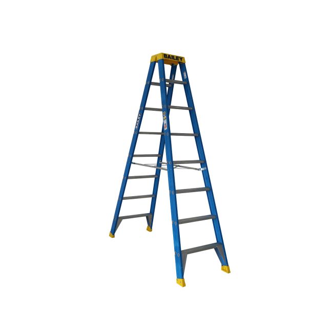 Bailey Pro Fibreglass Double Sided Ladder DS 8 150kg Ind Punchlock -  2.4m FS13982