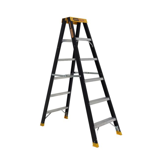 Gorilla Double sided A-frame ladder 6 Step (1.74m) Pro-Lite Fibreglass 150kg Industrial FSM006-PRO