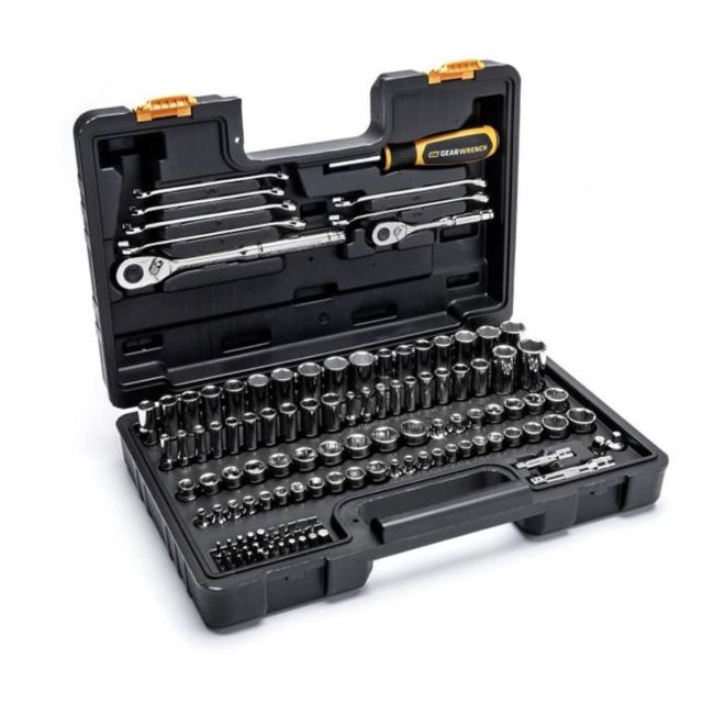 Gearwrench 121PC 1/4” & 3/8” Drive 72-Tooth SAE/Metric Mechanics Hand Tool Set GW72SCBMTS 