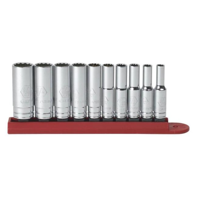 GearWrench 10 Piece 1/4" Drive 12 Point Deep SAE Socket Set 80309D