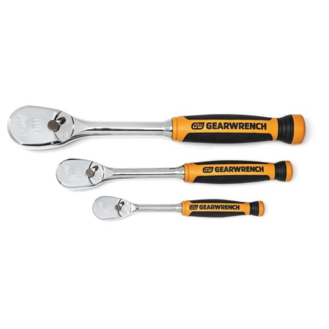 GearWrench Ratchet Set 3 Piece 90T 1/4", 3/8" and 1/2" Dual Material 81207T