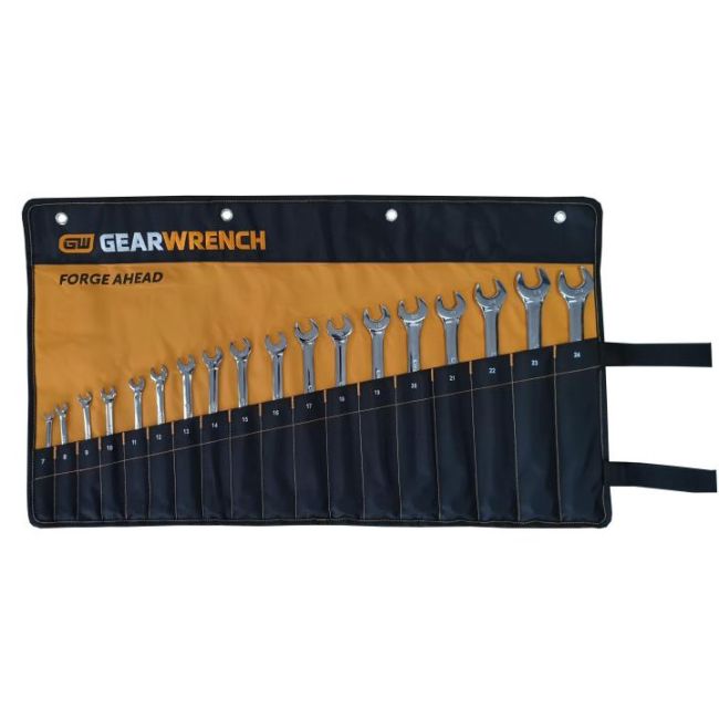 GearWrench Spanner Set 18 Piece 12PT METRIC Long Pattern Combination Wrench Roll 81920R