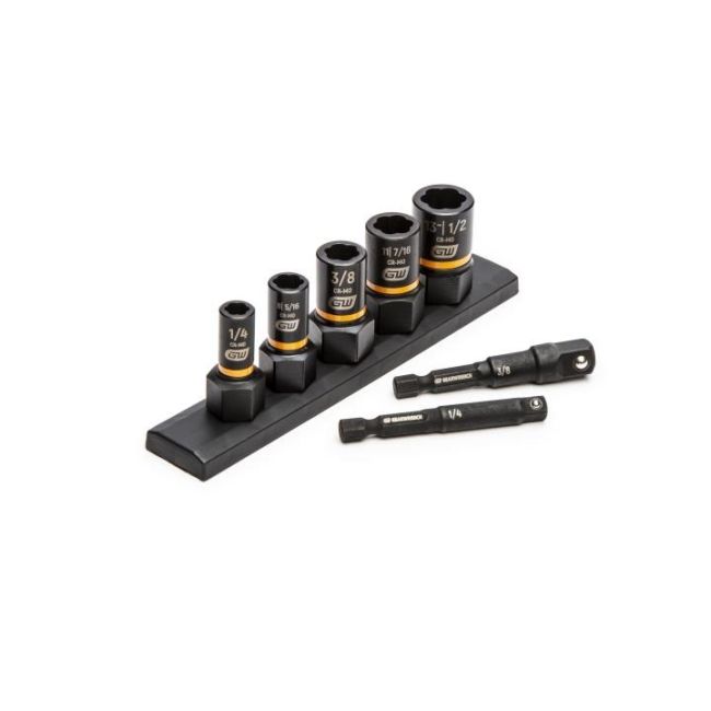 Gearwrench 7PC 1/4" & 3/8" DR SAE Bolt Biter Impact Extraction Socket Set 83911